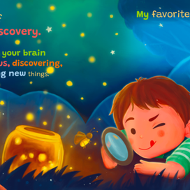 Девочка и светлячки. Иллюстрация для детской книги. 