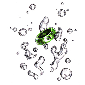 Кольцо среди капель воды