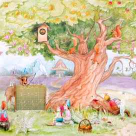 Эскиз для росписи стены в детской комнате