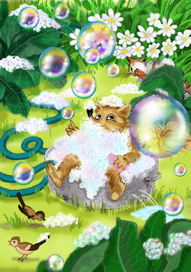 Пушок моется.