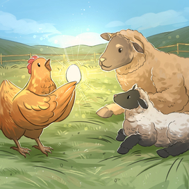 Курица и овца