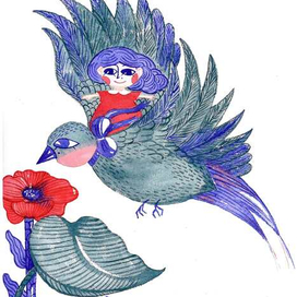 Акварельная иллюстрация по книге "Дюймовочка"