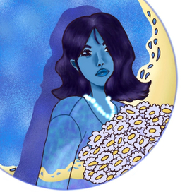 девушка с цветами 