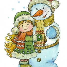 Снеговик и девочка