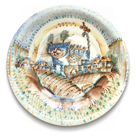 Роспись керамики "Сибирский кот"
