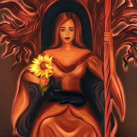 Карта Таро " Королева жезлов "