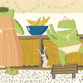 лягушонок с мамой на кухне