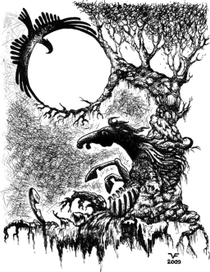 Иллюстрации к произведению И. Шмелёва "Солнце мёртвых" . Бумага А4, тушь, перо.