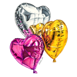 Металлические воздушные шарики  в форме сердец