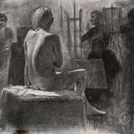 В мастерской.