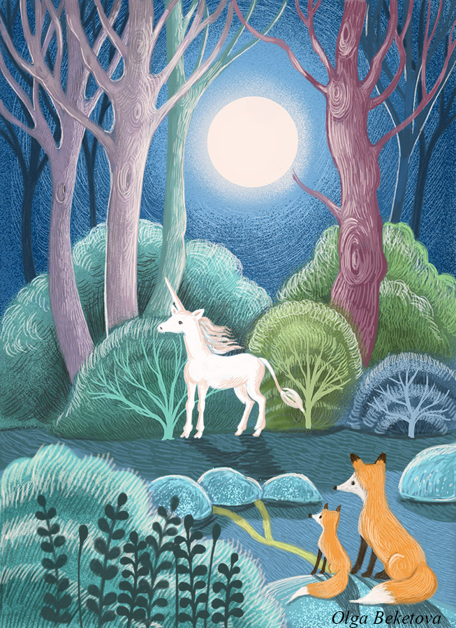 Единорожек в лунную ночь