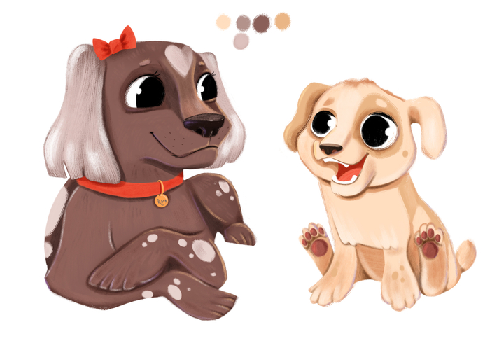 Мама Собакиня и дитенок Щененок