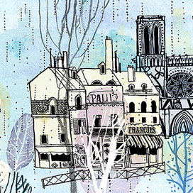 Париж. Дождь. Иллюстрации для анимации к спектаклю "Продавец игрушек"