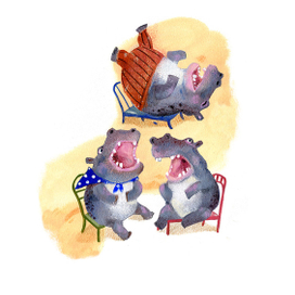 А рядом бегемотики Схватились за животики: У них, у бегемотиков, Животики болят. Корней Чуковский