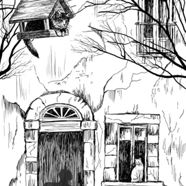 Иллюстрация для сборника рассказов "Кошкин город. Бродячие истории""