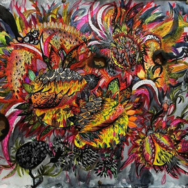 птицы и подсолнухи