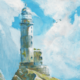 Маяк // Гуашь // Lighthouse // Gouache painting practice
