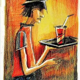 Мальчик в кафе