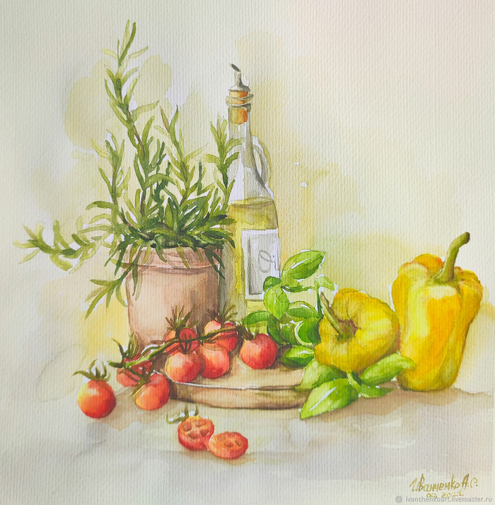 Томаты, перец, оливковое масло. 