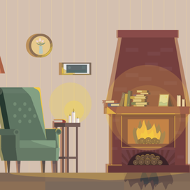 Комната с камином