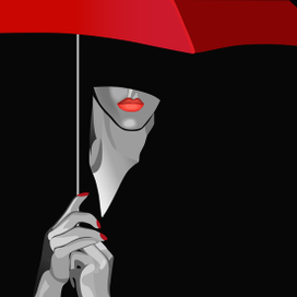 девушка с красным зонтом