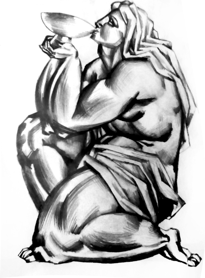 20. "Жажда", бумага, карандаш. 2017 г.  