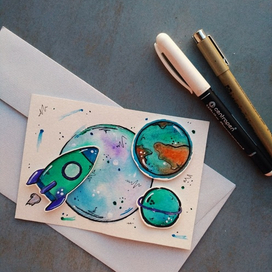 Космическая 3D открытка 