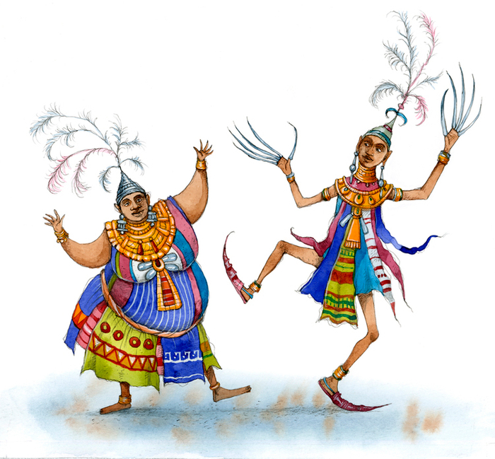 "Африканские сказки" тушь,перо.акварель 2011