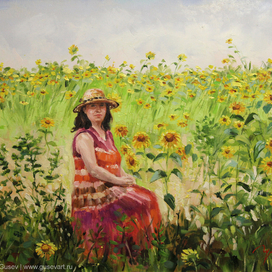 Соломенная шляпка. х/м 35х50