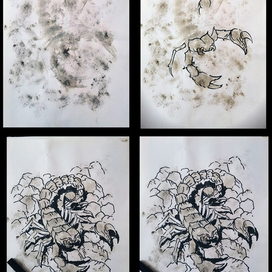 Этапы скетча из пятна