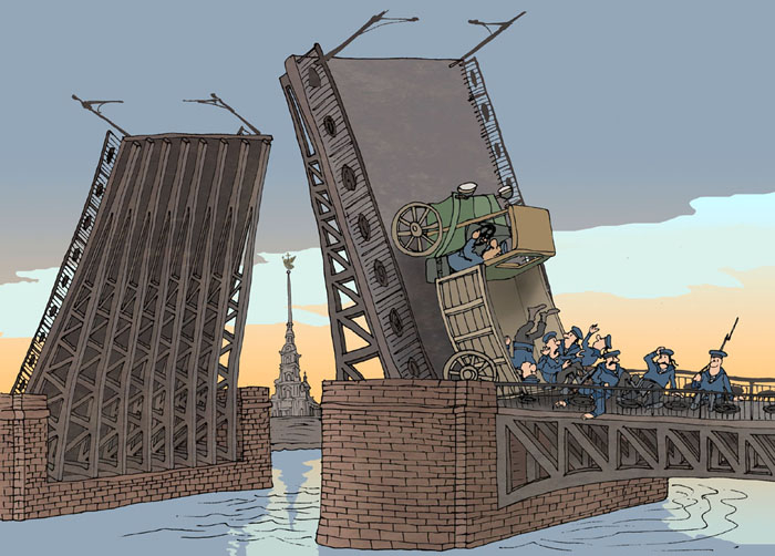 1916 год. Открыт разводной Дворцовый мост