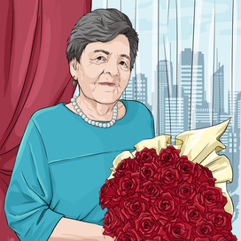 Old Lady with Roses