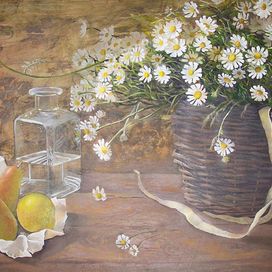 Корзина с ромашками