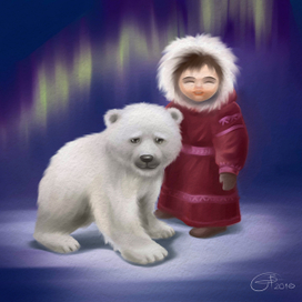 Из серии "Сказки народов Севера". Графический планшет, программа SAI