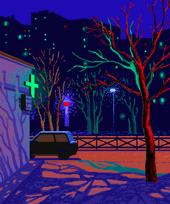 Пиксельный ночной пейзаж
