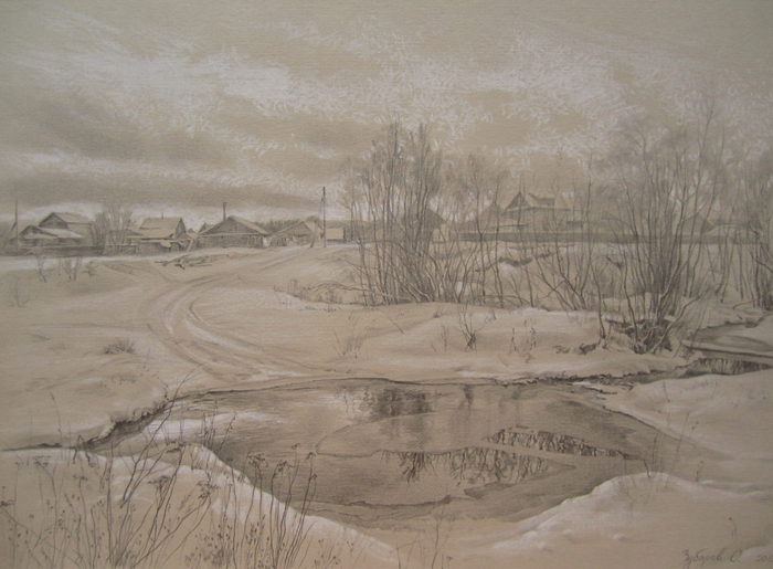 незамерзший ручей