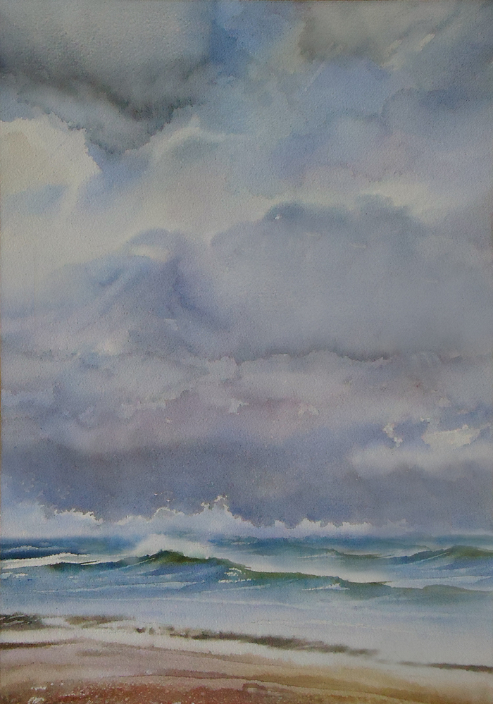 Пустынный пляж Рижского залива.Штормит...