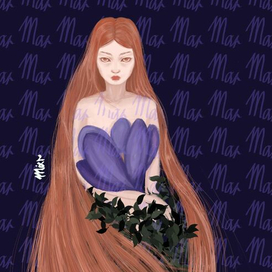 Рыжеволосая мисс с цветком