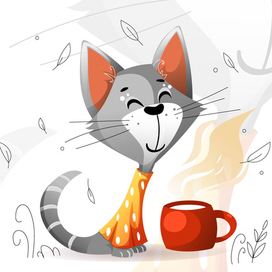 Осенний векторный кот