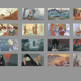 Цветовые поиски иллюстраций к сказке "Счастье Бахтияра"