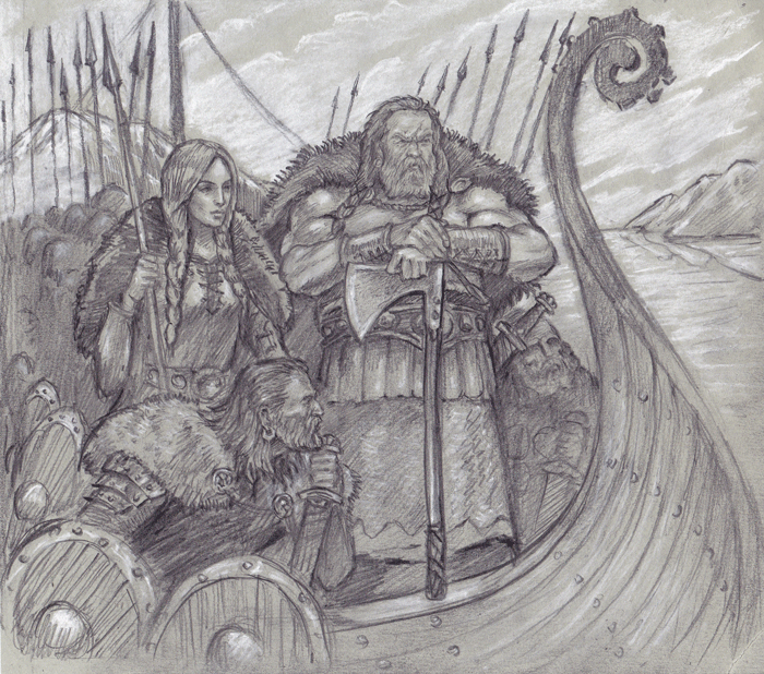 Скетч для оформления банки пива. Викинги.