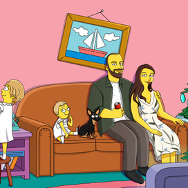 Портрет семьи в стиле Симпсонов