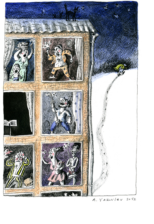 Тишина. Карикатура