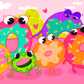 Разворот из детской сказки "Аня и страна пончиков"