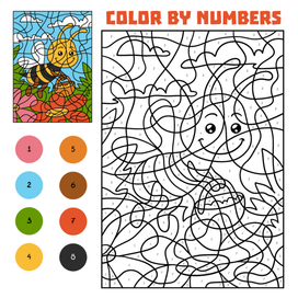 Раскраска по номерам: пчела