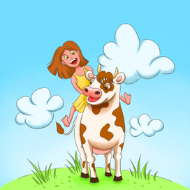 Девочка и коровка