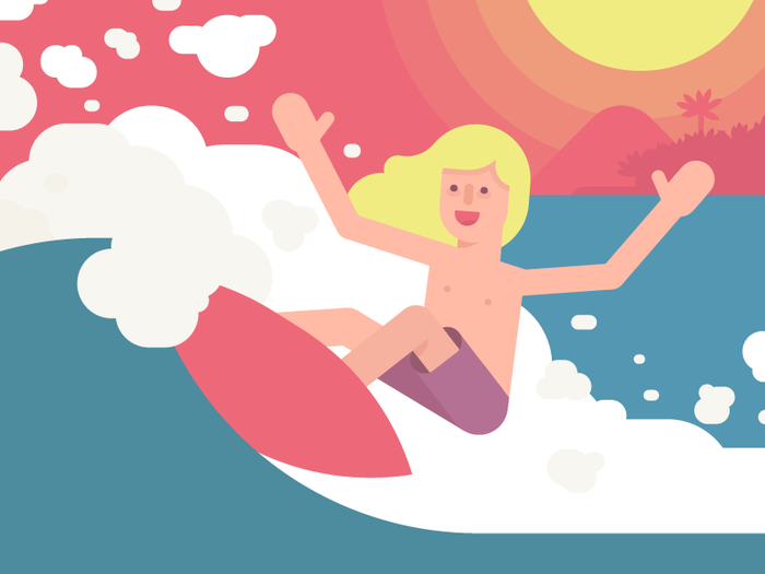 Серфинг на закате