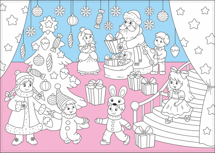 Новогодний плакат-раскраска