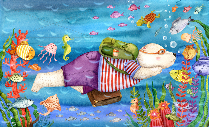 Мишка под водой