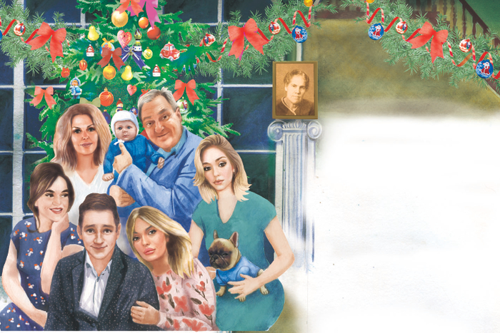 Иллюстрация для семейной книги с портретным сходством